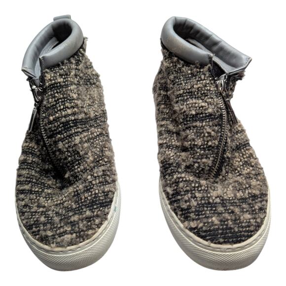Diemme Fontesi Gray Wool Tweed Side Zip Casual Mid-Top Sneakers EU 40 US 9 - Picture 2 of 7
